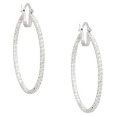 3.92 Carat Round Diamond Inside Out Hoop Earrings 14 Karat in Stock
