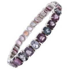 39.20 Carat Total Cushion Cut Spinel Bracelet in 18 Karat White Gold