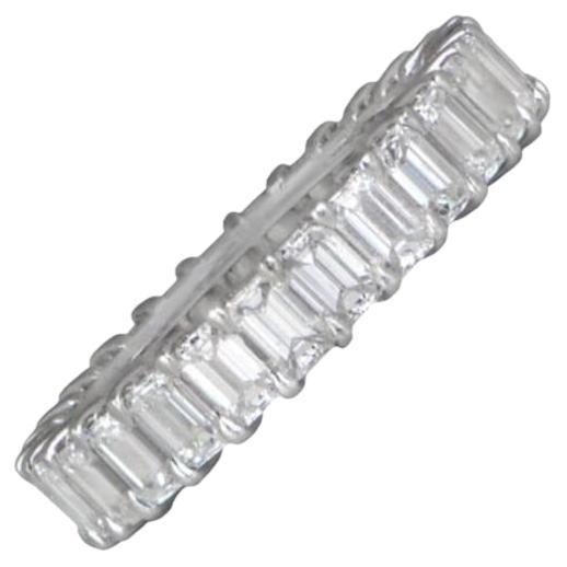 3.92ct Emerald Cut Diamond Eternity Band Ring, H Color, VS1 Clarity, Platinum