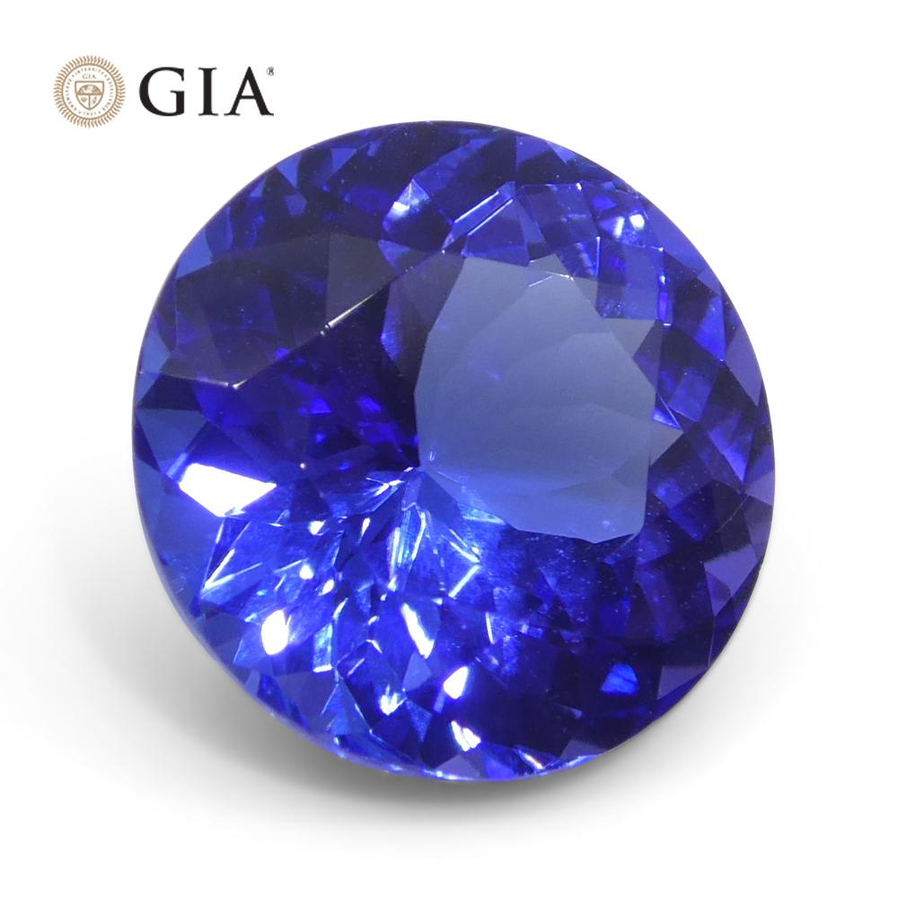 3.92ct Round Violetish Blue Tanzanite GIA Certified Tanzania en vente 5