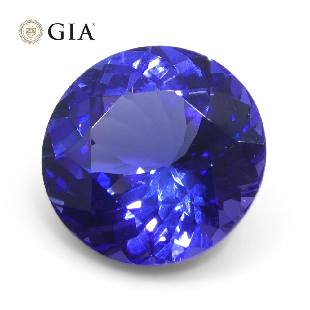 3.92ct Round Violetish Blue Tanzanite GIA Certified Tanzania en vente 7