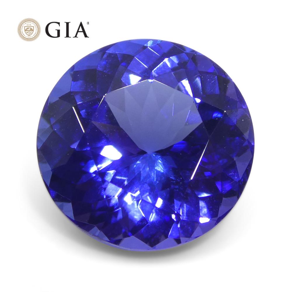 3.92ct Round Violetish Blue Tanzanite GIA Certified Tanzania en vente 8