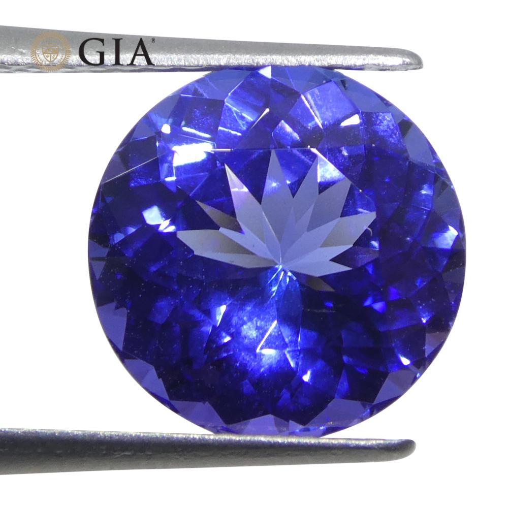 3.92ct Round Violetish Blue Tanzanite GIA Certified Tanzania en vente 9
