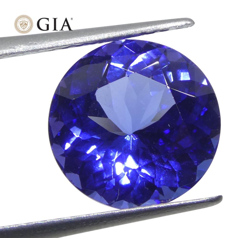 3.92ct Round Violetish Blue Tanzanite GIA Certified Tanzania Neuf - En vente à Toronto, Ontario