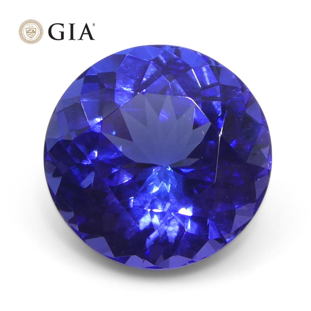 Women's or Men's 3.92ct Round Violetish Blue Tanzanite GIA Certified Tanzania   For Sale