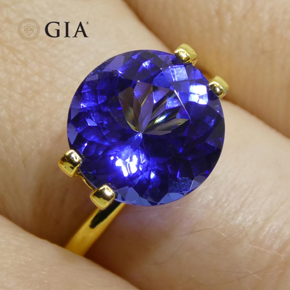 3.92ct Round Violetish Blue Tanzanite GIA Certified Tanzania en vente 2
