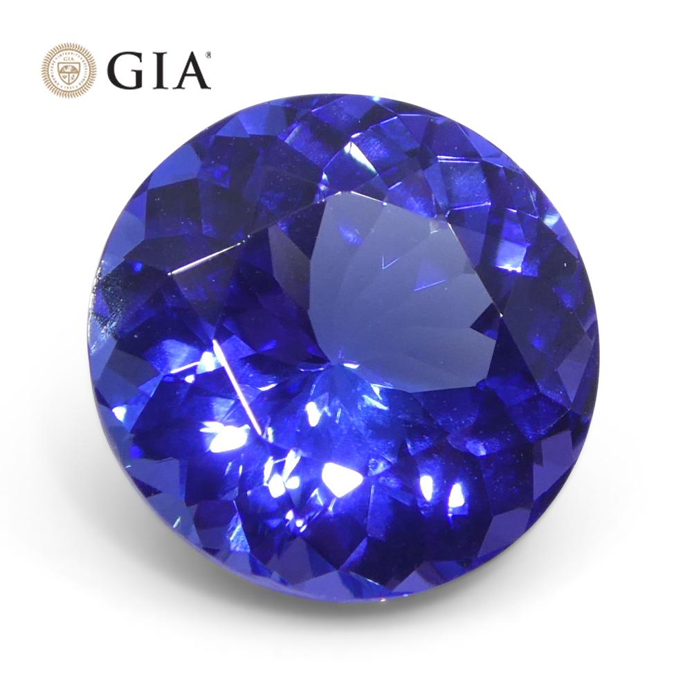 3.92ct Round Violetish Blue Tanzanite GIA Certified Tanzania en vente 3