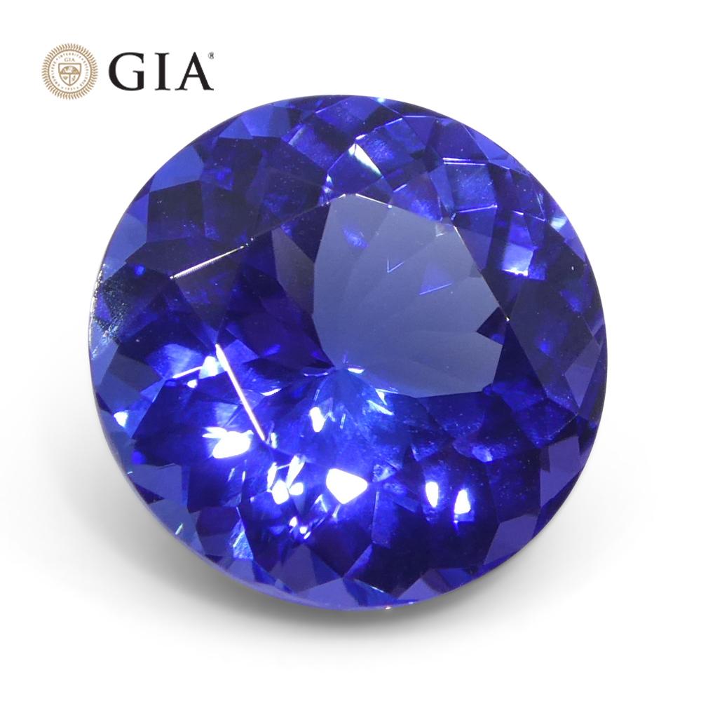 3.92ct Round Violetish Blue Tanzanite GIA Certified Tanzania   For Sale 3