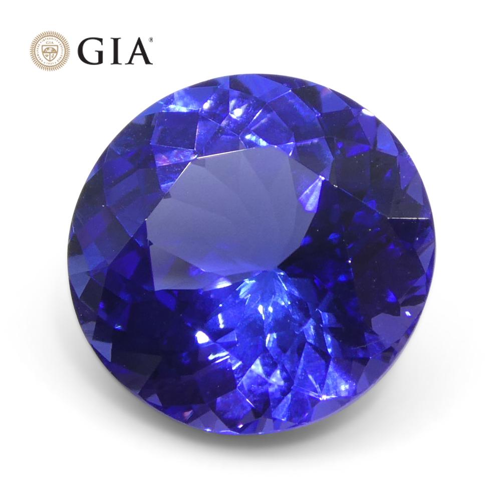 3.92ct Round Violetish Blue Tanzanite GIA Certified Tanzania en vente 4