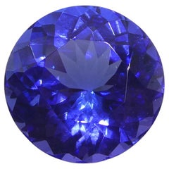 3.92ct Round Violetish Blue Tanzanite GIA Certified Tanzania  