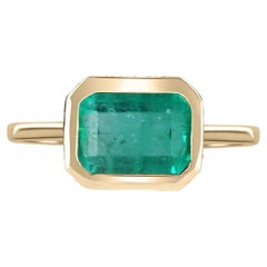 Anello di fidanzamento in oro con smeraldo colombiano taglio smeraldo e accenti di diamante da 3,92tcw 14K