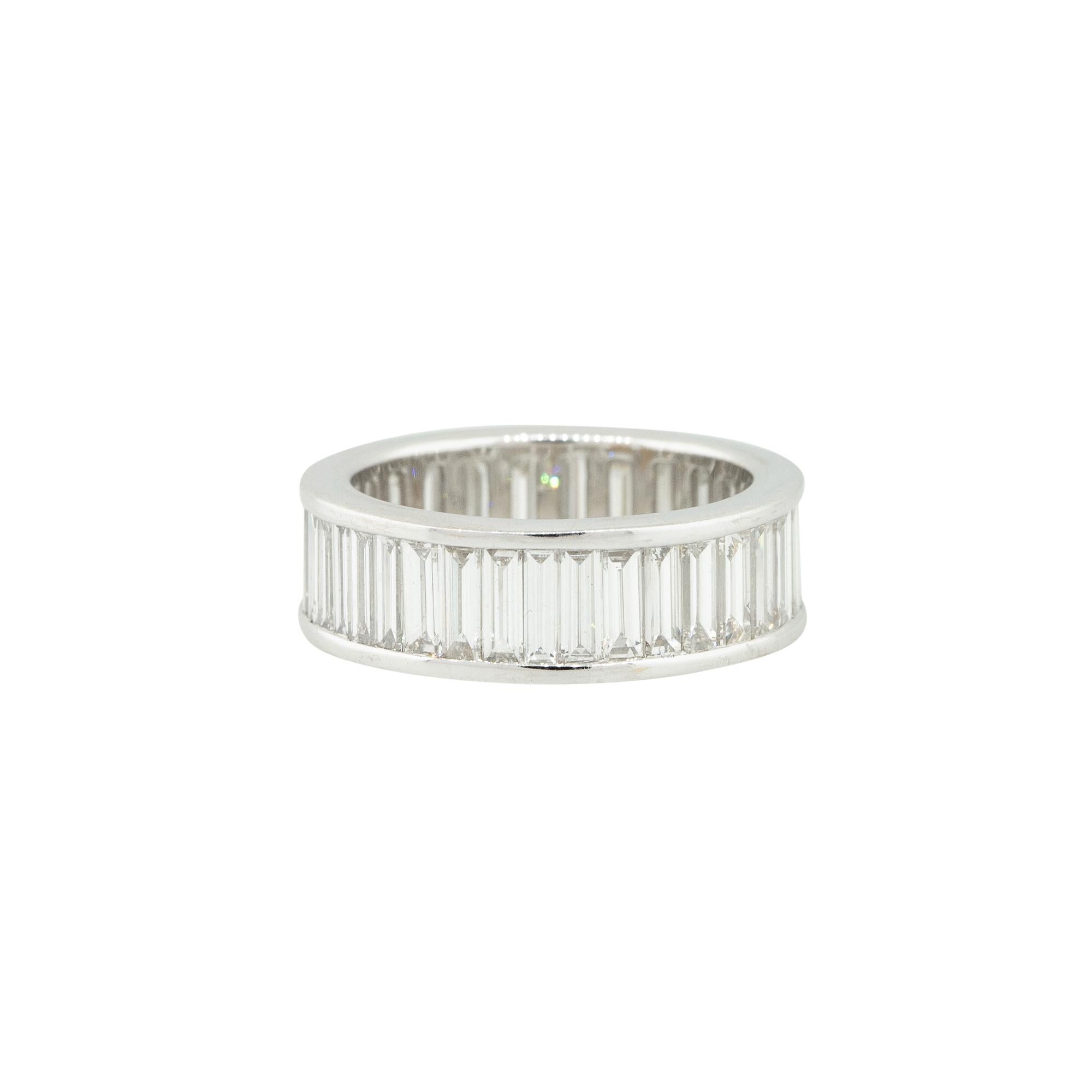 18k White Gold 3.93ctw Baguette Cut Diamond Eternity Band
Style: Women's Baguette Cut Diamond Eternity Band
Material: 18k White Gold
Main Diamond Details: Approximately 3.93ctw of Baguette Cut Diamonds. There are 38 stones total. Diamonds are
