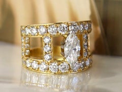 Vintage 3.93ct Marquise Diamond Cocktail Ring in 18k Gold, Circa 1990
