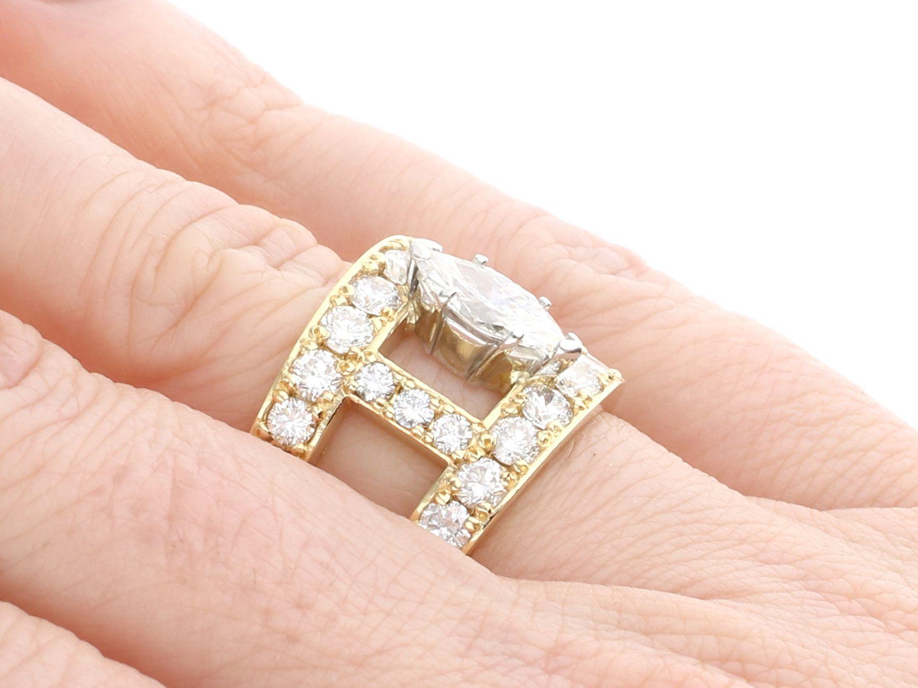 3.93 Carat Diamond and Yellow Gold Cocktail Ring For Sale 2
