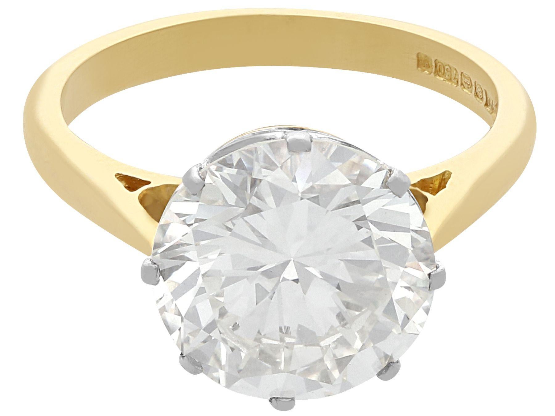 3.93 Karat Diamant und Gelbgold Solitär-Ring im Zustand „Hervorragend“ im Angebot in Jesmond, Newcastle Upon Tyne