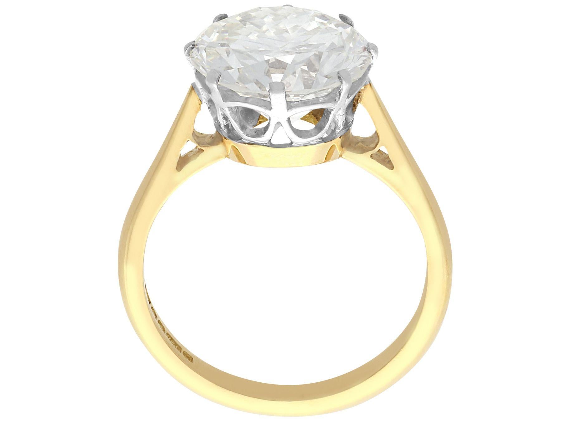 3.93 Carat Diamond and Yellow Gold Solitaire Ring For Sale 1