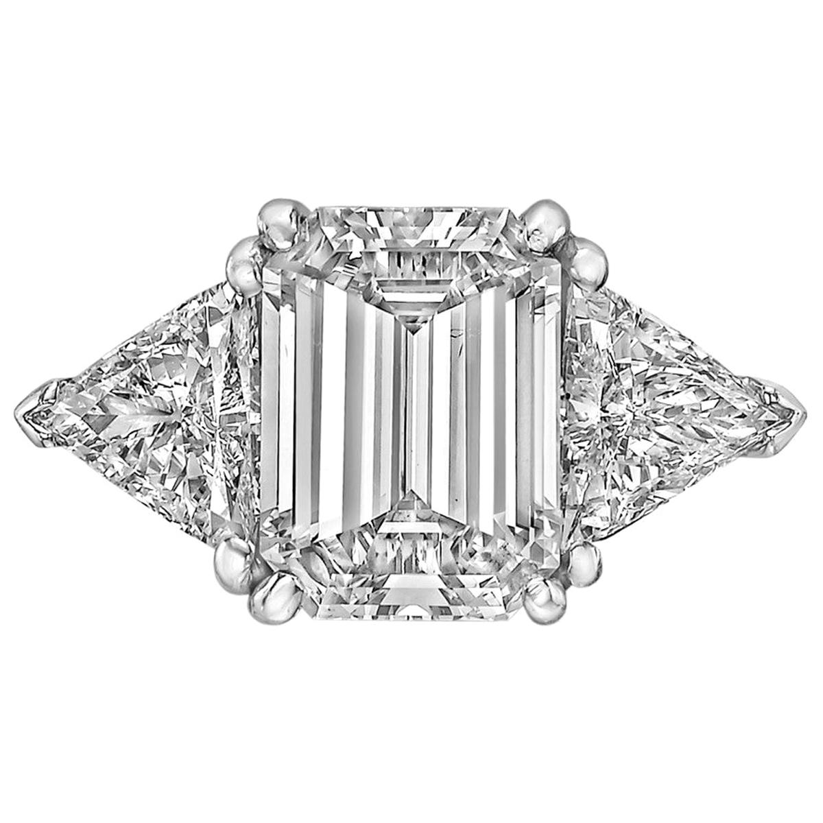 3.93 Carat Emerald-Cut Diamond Engagement Ring