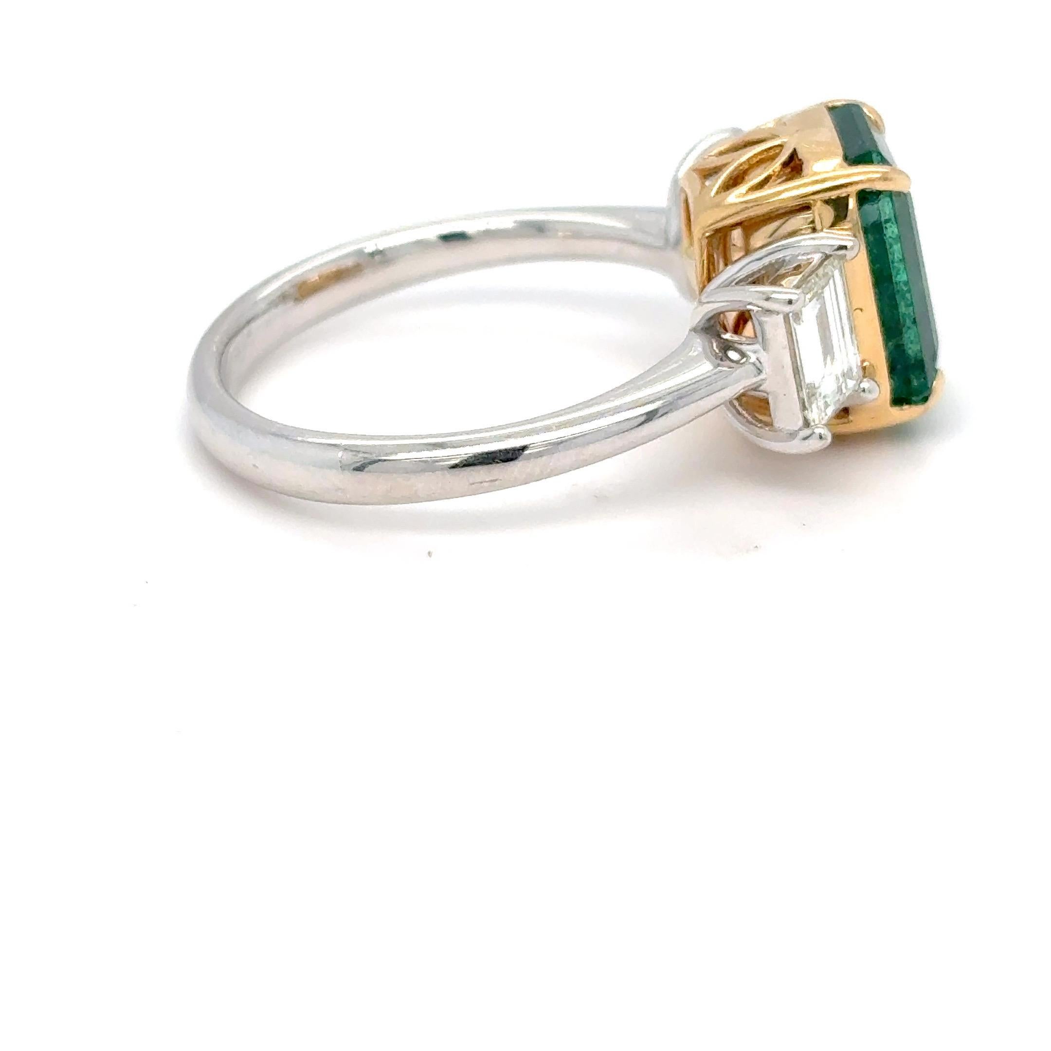 3.93 Carat Emerald Cut Emerald Diamond Engagement Ring For Sale 9