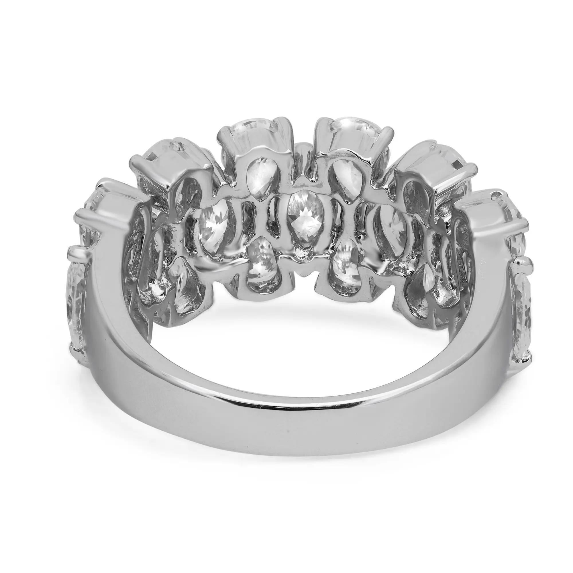 For Sale:  3.93 Carat  Marquise & Pear Shape Diamond Fashion Ring 18K White Gold  3