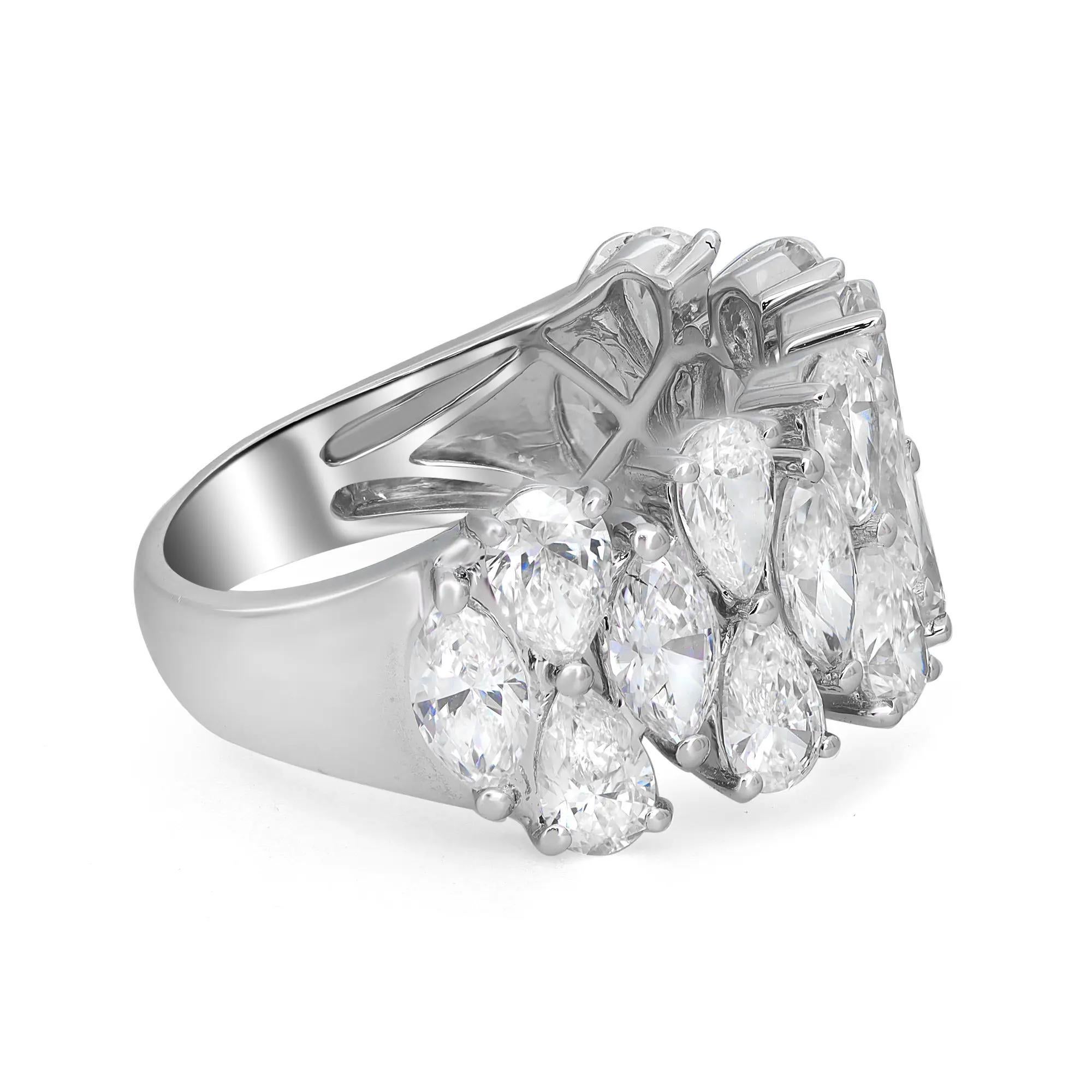 For Sale:  3.93 Carat  Marquise & Pear Shape Diamond Fashion Ring 18K White Gold  4