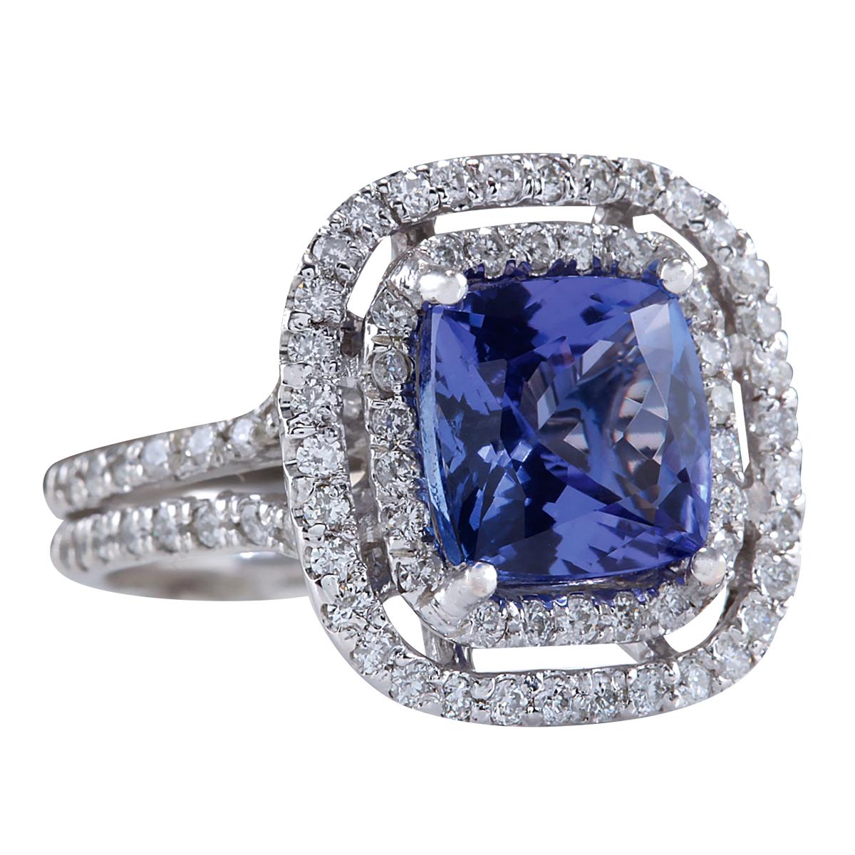 Stamped: 14K White Gold
Total Ring Weight: 6.5 Grams
Total Natural Tanzanite Weight is 3.03 Carat (Measures: 8.00x8.00 mm)
Color: Blue
Total Natural Diamond Weight is 0.90 Carat
Color: F-G, Clarity: VS2-SI1
Face Measures: 16.00x16.00 mm
Sku: