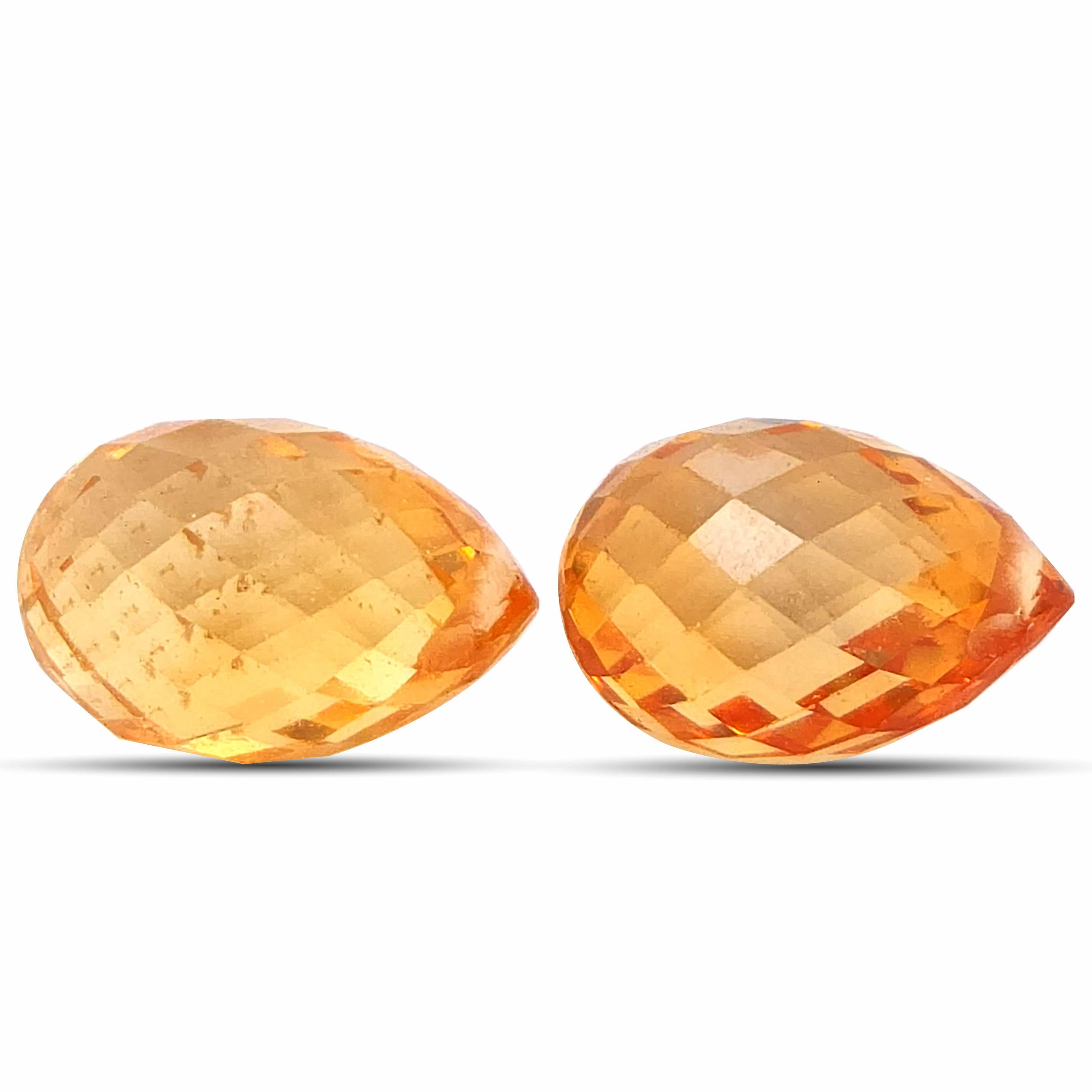 Natural 3.93 Carats Heated Orange Sapphire Pair  In New Condition For Sale In Los Angeles, CA