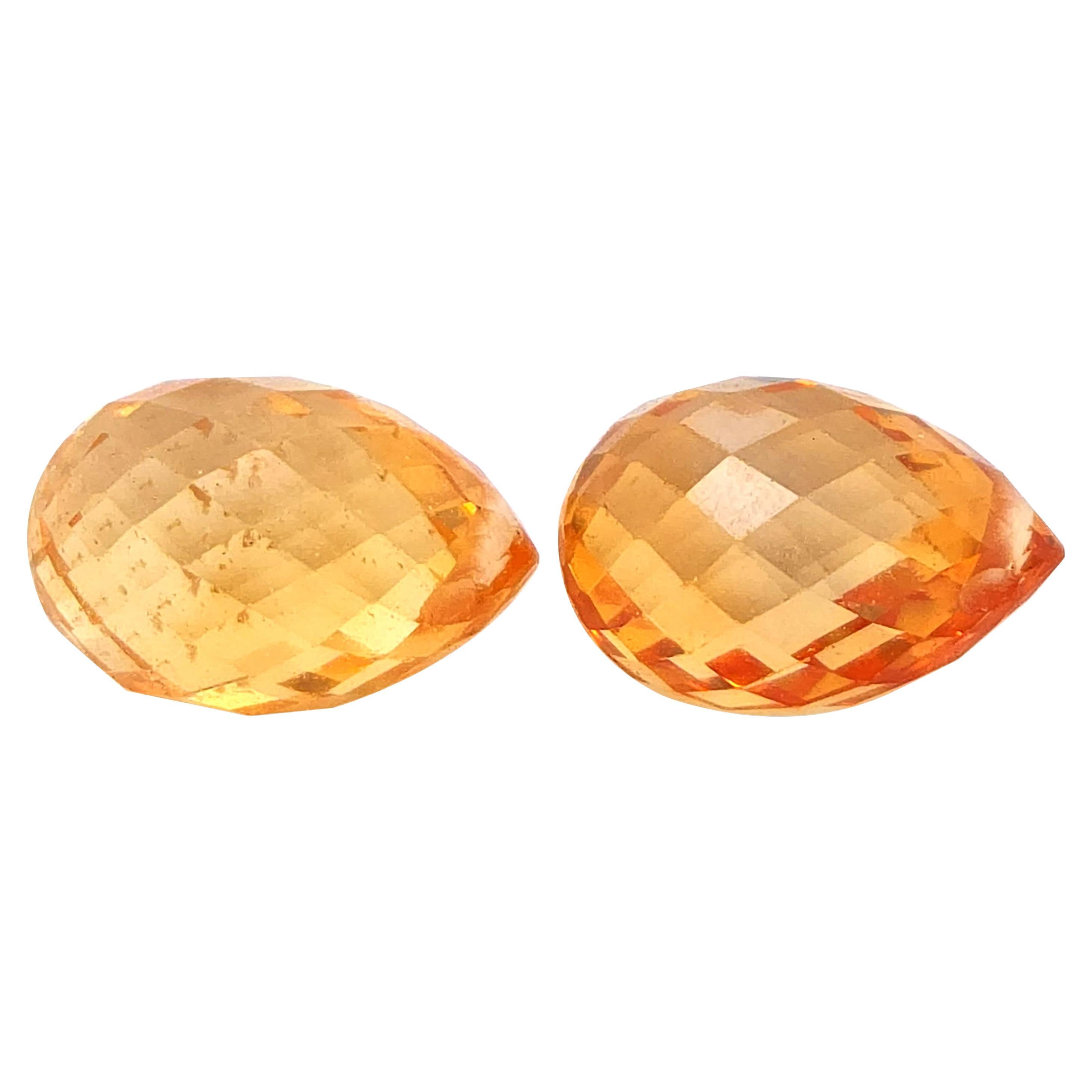 Natural 3.93 Carats Heated Orange Sapphire Pair  For Sale