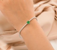 3,93 TCW sambischen Smaragd Diamant Kette Armband 18K Weißgold