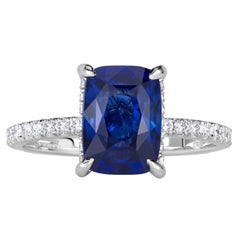 3.93ct Cushion Cut Blue Sapphire Engagement Ring