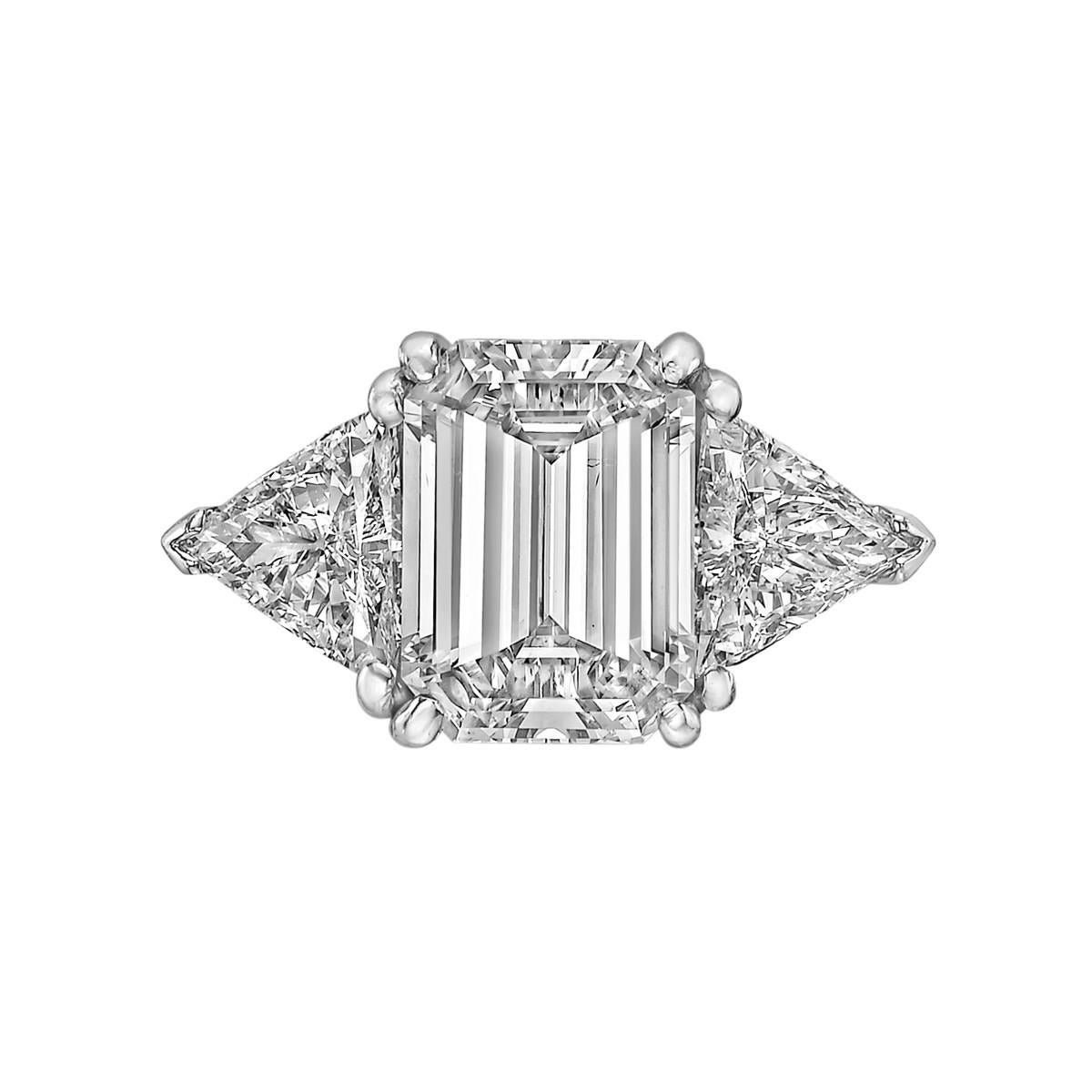 3.93 Carat Emerald-Cut Diamond Engagement Ring In Excellent Condition In Greenwich, CT