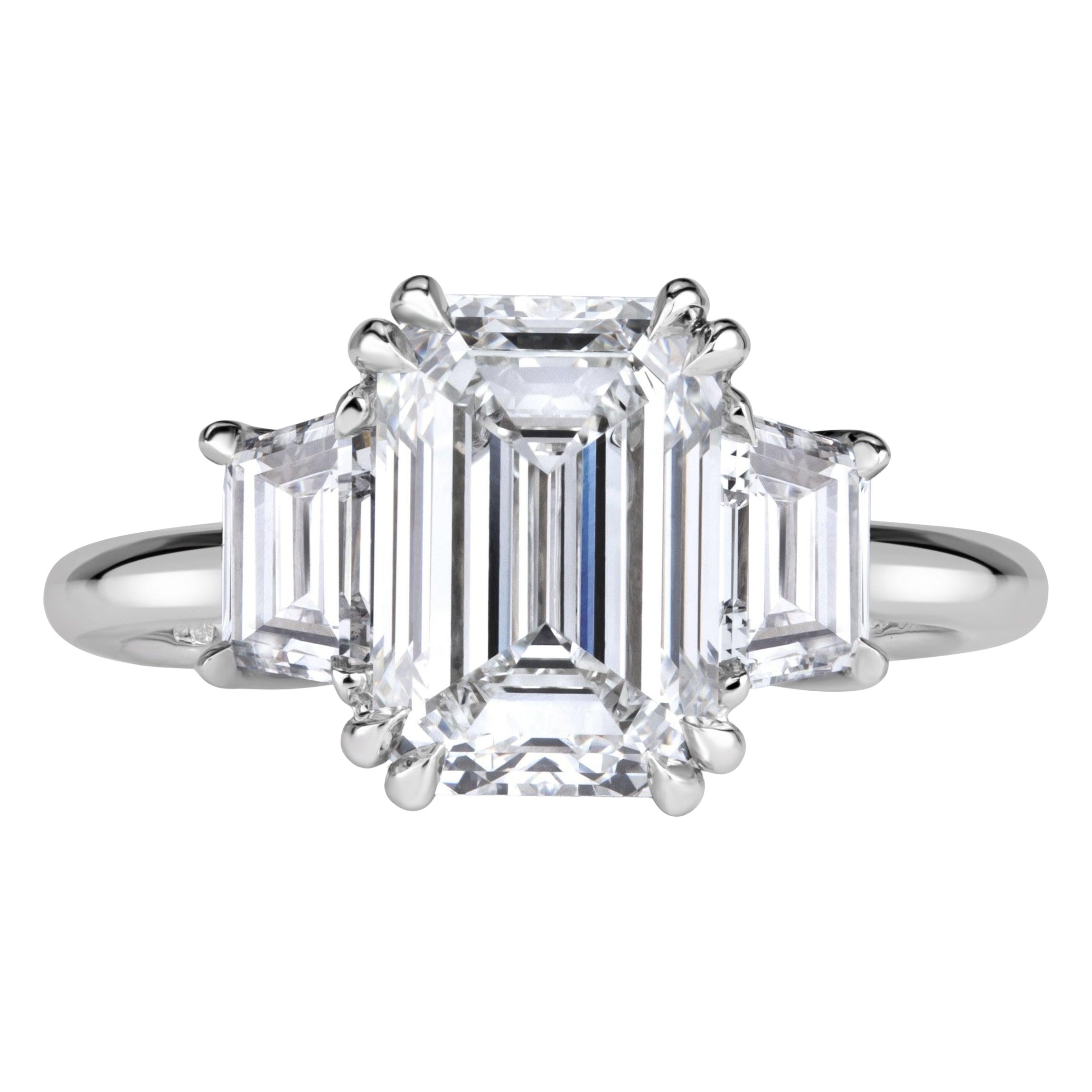 3.93ct Emerald Cut Lab Grown Diamond Engagement Ring