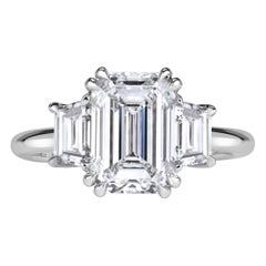 3.93ct Emerald Cut Lab Grown Diamond Engagement Ring