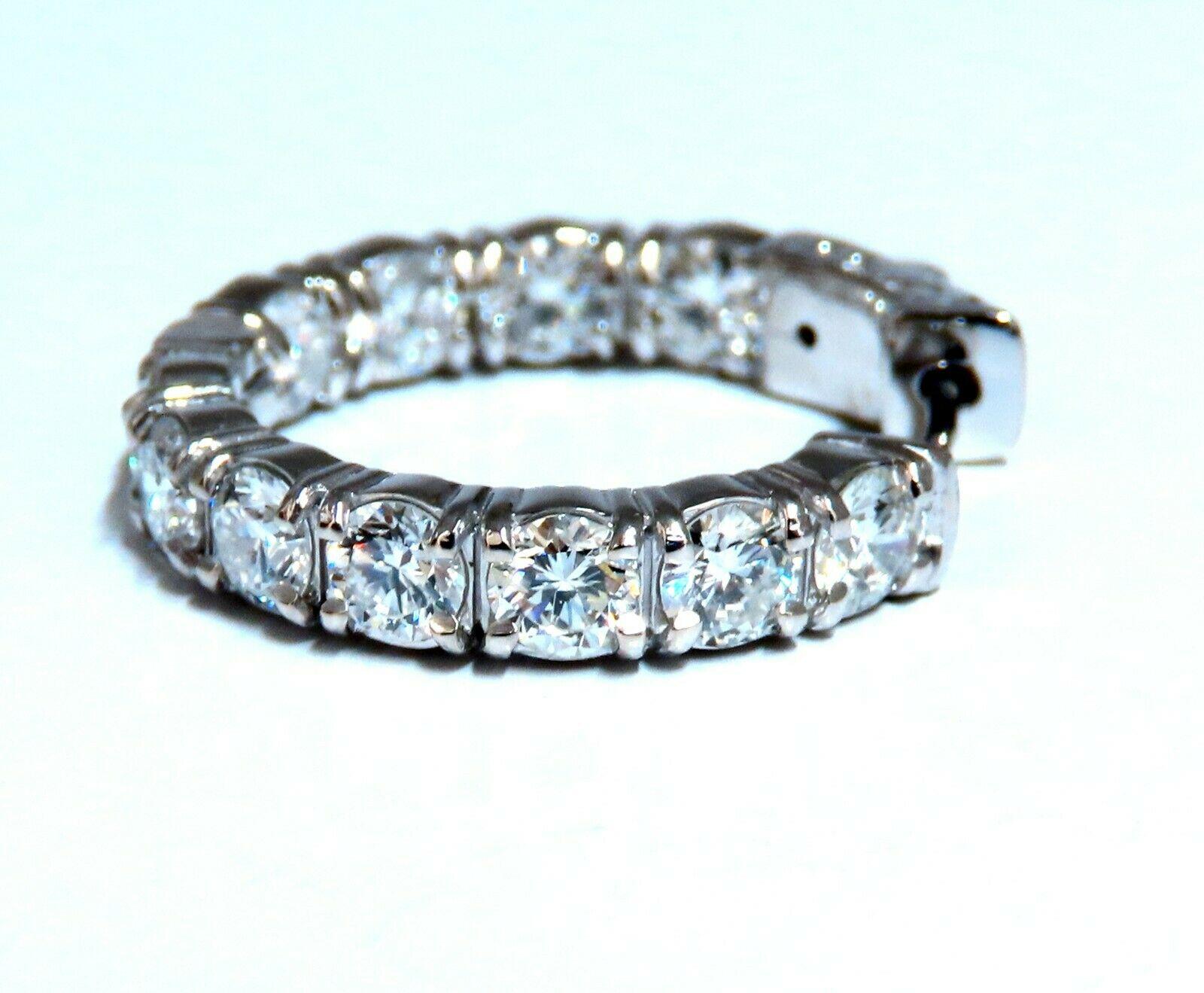 3.93 Carat Natural Diamond Hoop Earrings 14 Karat In New Condition In New York, NY