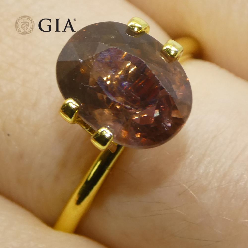 Brilliant Cut 3.93ct Oval Purplish Pink Sapphire GIA Certified East Africa Unheated For Sale