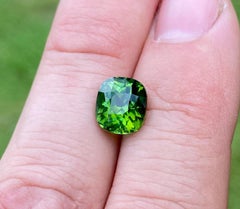 3.93Ct yellowish-GREEN Tourmaline natural loose gemstone, Cushion cut, Nigeria