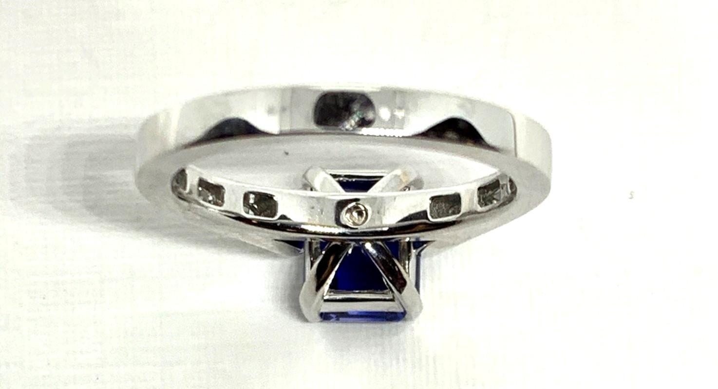 Women's 3.94 ct. Blue Sapphire & Channel Set Diamond 18k White Gold Engagement Band Ring