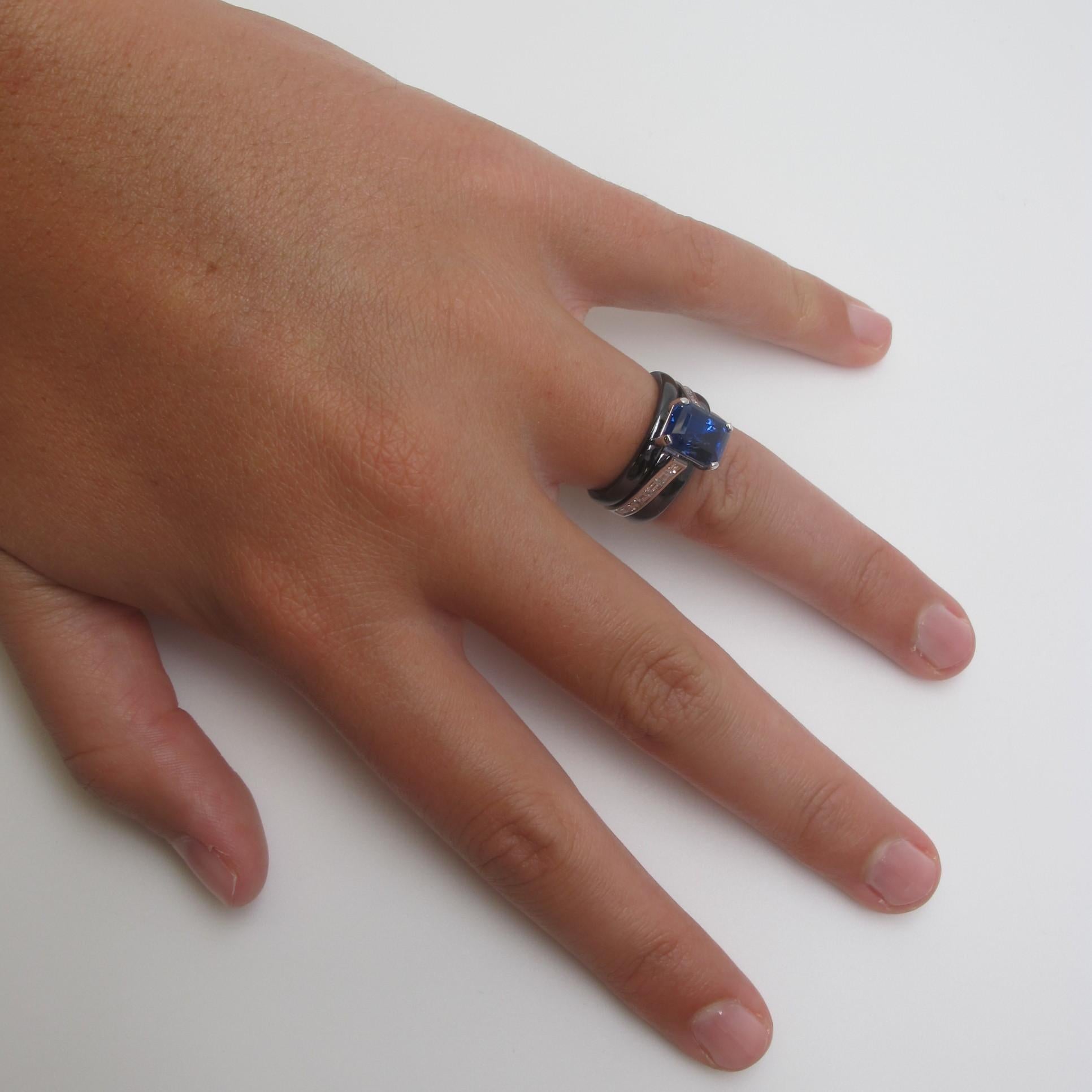 channel set blue sapphire ring