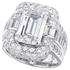 3.94 Carat Emerald-cut Statement 14K White Gold Modern Nobility Diamond Ring