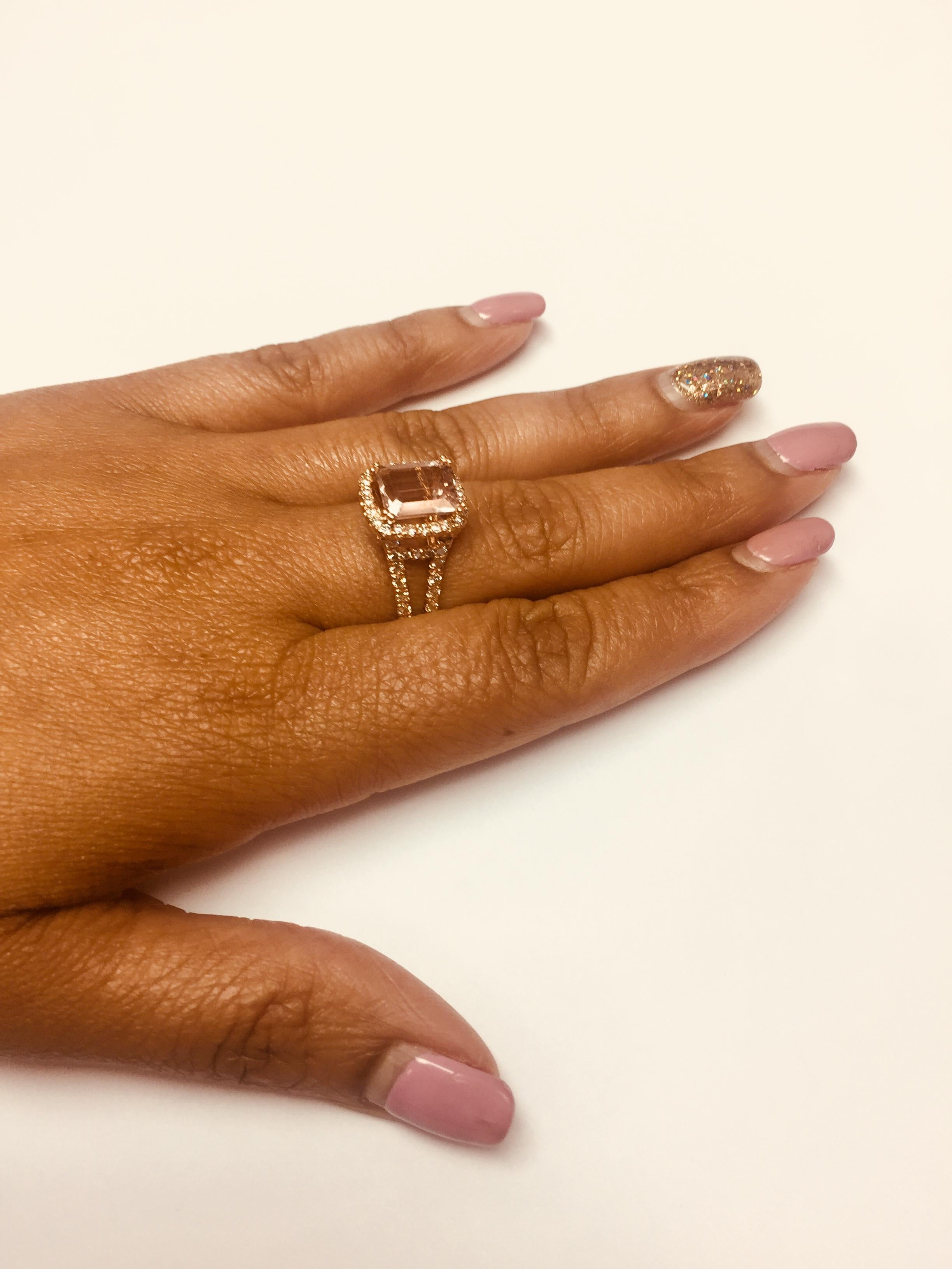 Women's 3.94 Carat Morganite Diamond Rose Gold Engagement Ring