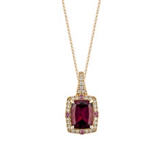 Sunita Nahata Rhodolite 3.94ct. Pendant in 18KRG with White Diamond.