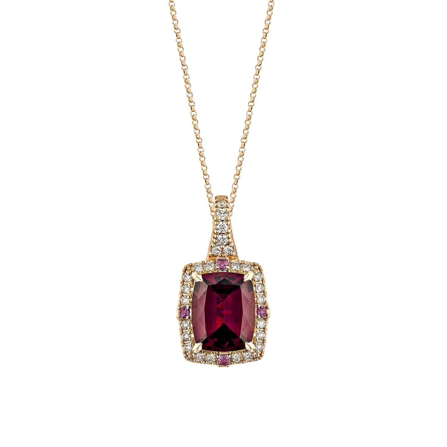 Sunita Nahata Rodolita 3.94ct. Colgante en 18KRG con Diamante Blanco. Contemporáneo en venta