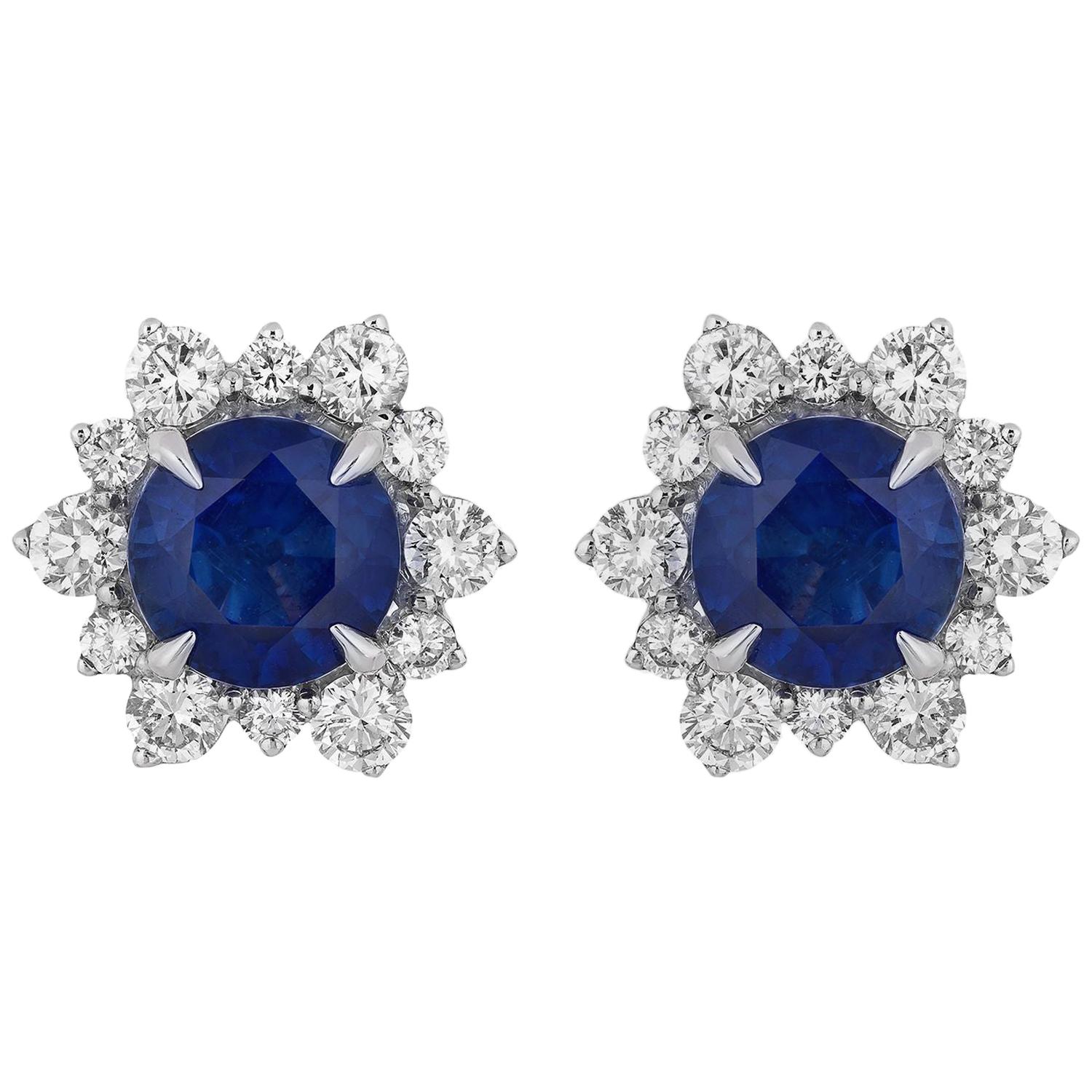 3.94 Carat Sapphire Diamond Earrings