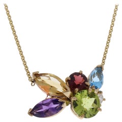 3.94 Carat Total Topaz, Amethyst, Rhodolite Garnet, Peridot Pendant Necklace 3.94 Carat Total Topaz, Amethyst, Rhodolite Garnet, Peridot Pendant Necklace