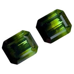 3,94 Karat Bicolor Turmalin Paar Steine Smaragdschliff Afghanischer Edelstein