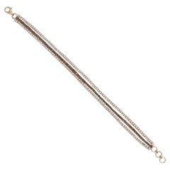 Natürliches schwarzes, weißes Diamant-Tennisarmband aus massivem 14-karätigem Gelbgold mit drei Linien