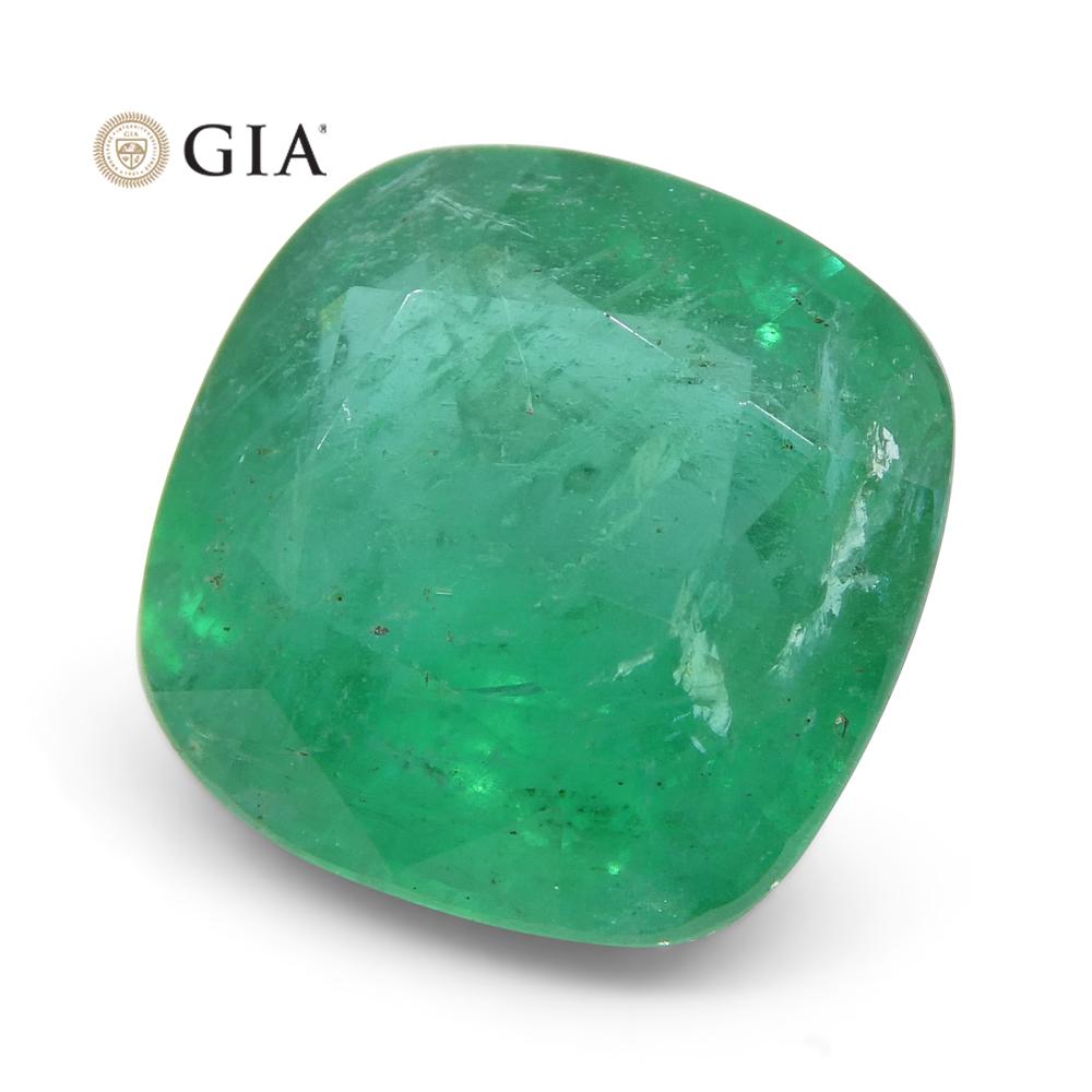 Women's or Men's 3.94 ct Cushion Emerald GIA Certified For Sale