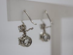 3.94 CTW Old European Cut Diamonds Drop Wire Earrings 14KW