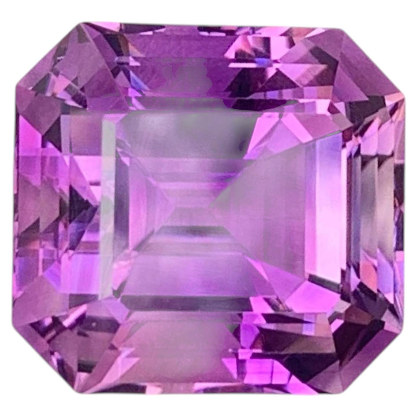 39.40 Carat Natural Loose Purple Amethyst Stone Asscher Cut Brazilian Gemstone