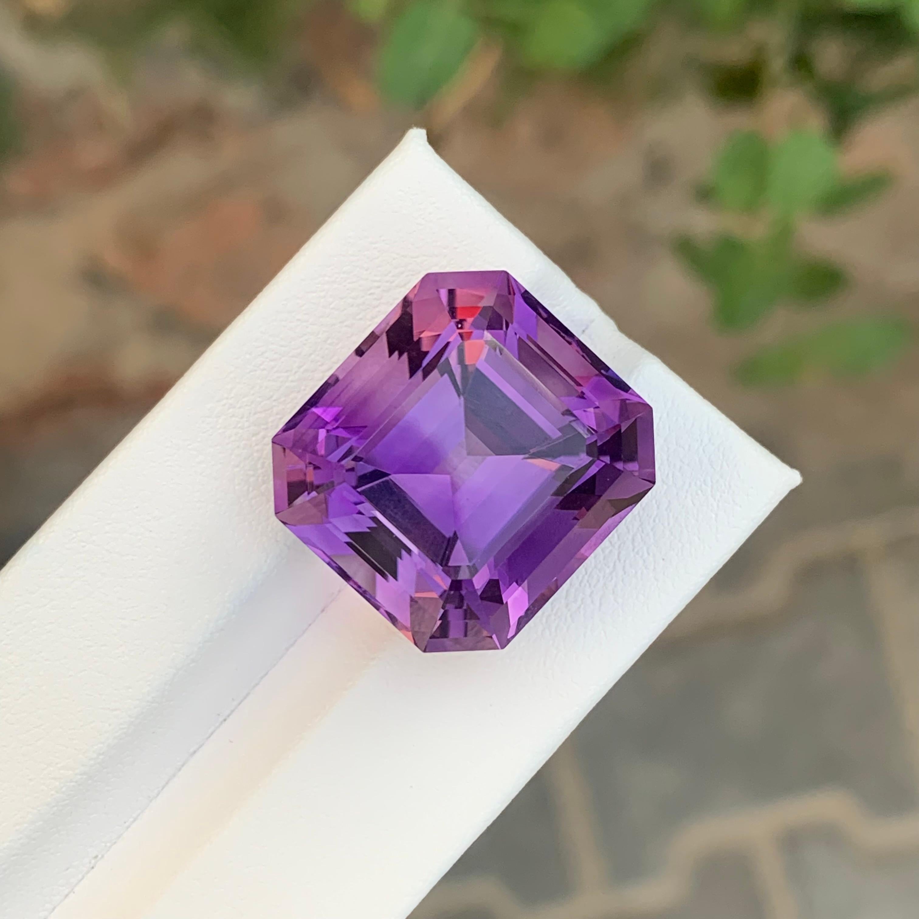 Asscher Cut 39.45 Carats Gigantic Amethyst Faceted Gemstone For Sale