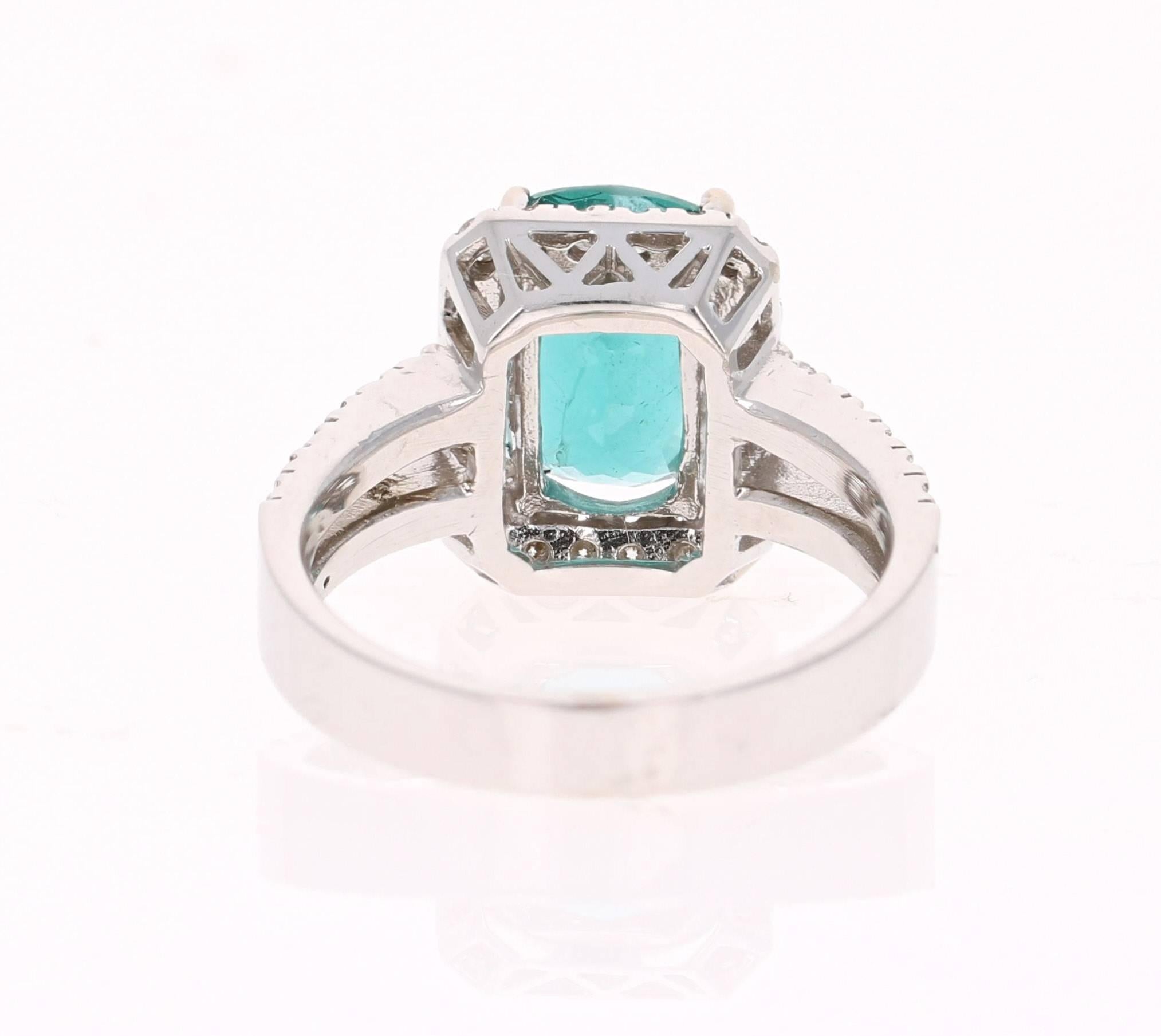 3.95 Carat Apatite Diamond White Gold Cocktail Ring In New Condition In Los Angeles, CA